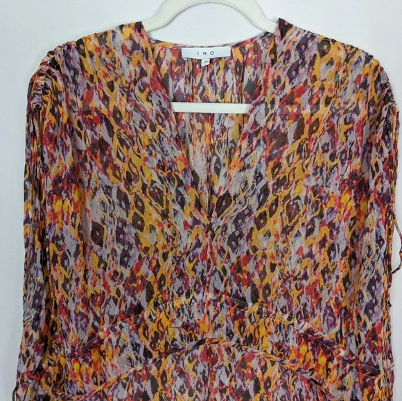 IRO Orange Plum Ohno Abstract Tropical Print Dress Flowy Tie Waist Sleeveless - Picture 11 of 14